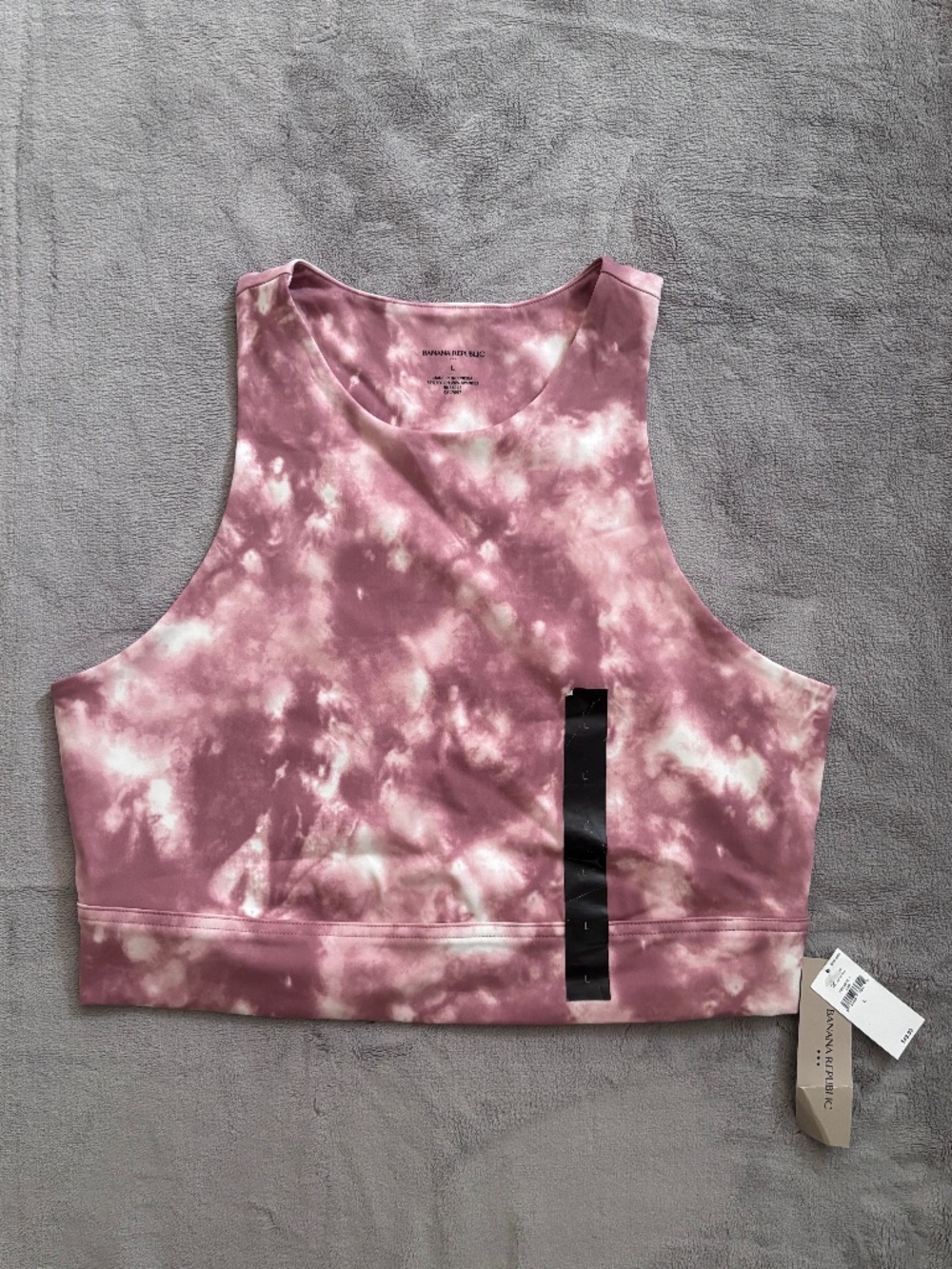 Banana Republic Half Tank Athletic Top Women's Large / L Pink Rose White Tie-Dye